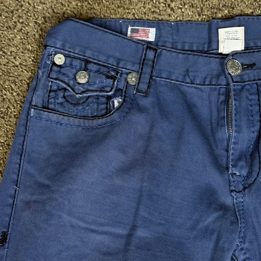 True Religion Blue Straight Leg‎ Jeans, Men's Size 32, Iconic Stitching